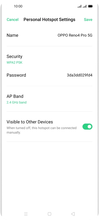 Press Name and key in the required name for the WiFi hotspot.