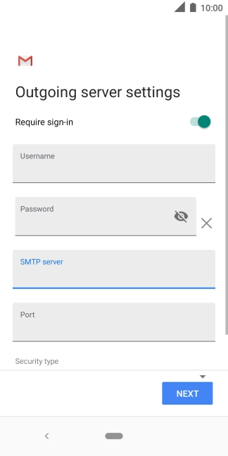 Press the field below 'Port' and key in 25.