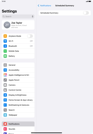 Press the indicator next to 'Scheduled Summary' to turn on the function and follow the instructions on the screen to set the notification summary.