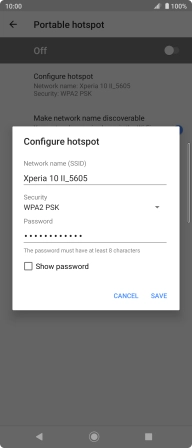 Press the field below 'Network name (SSID)' and key in the required name.