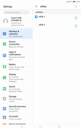 Press the field next to the data connection to activate it.