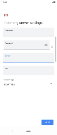 Press the field below 'Port' and key in 143.
