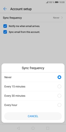 Press the required setting.