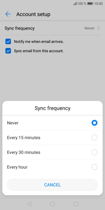 Press the required setting.