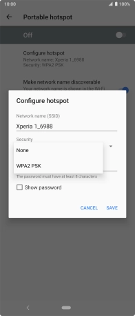 Press WPA2 PSK to password protect your WiFi hotspot.