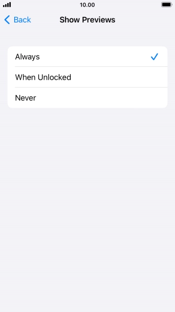 To select notification preview on the lock screen, press Always. To select notification preview on the lock screen, press Always.
