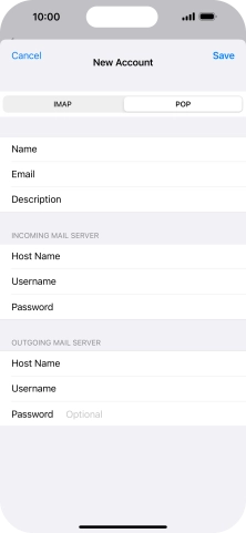 Press Password and key in the password for your email account.