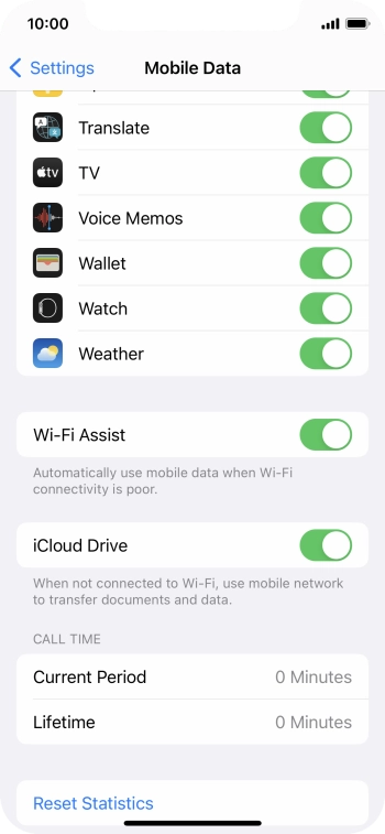 Press the indicator next to 'Wi-Fi Assist' to turn the function on or off.