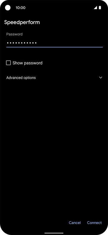 Key in the password for the WiFi network and press Connect.