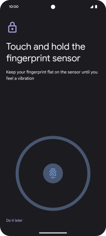 Follow the instructions on the screen to create the lock code using your fingerprint.