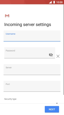 Press the field below 'Server' and key in the name of your email provider's incoming server.