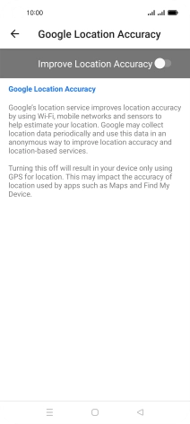 If you press the indicator next to 'Improve Location Accuracy' to turn on the function, your phone can find your exact position using the GPS satellites, the mobile network and nearby WiFi networks. Satellite-based GPS requires a clear view of the sky.