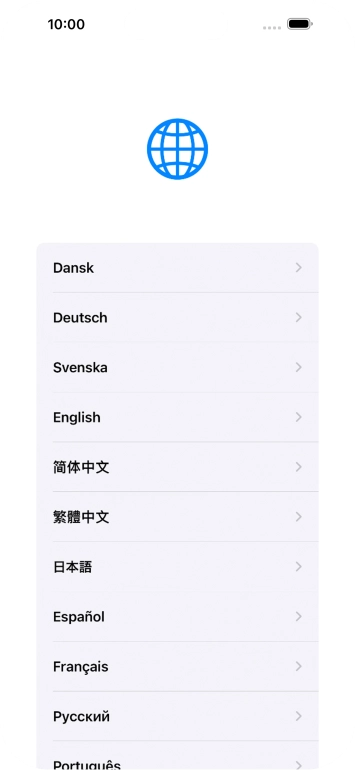 Press the required language. Press the required language.