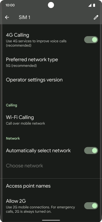 Press the indicator next to 'Automatically select network' to turn off the function and wait while your phone searches for networks.