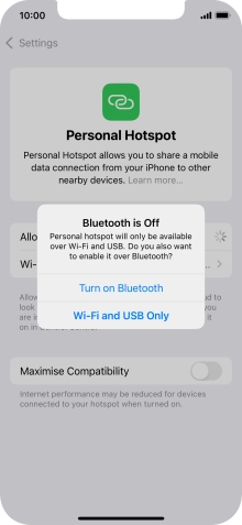 If WiFi is turned on, press Wi-Fi and USB Only.