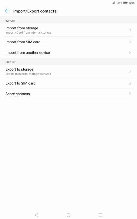 Press Import from SIM card.