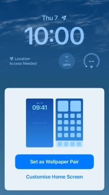 To use the same colour theme on the home screen, press Set as Wallpaper Pair.