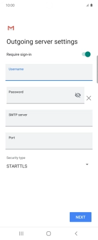 Press the field below 'Password' and key in the password of your email provider's outgoing server.