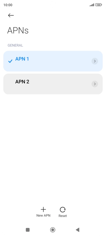 Press the required data connection to activate it.