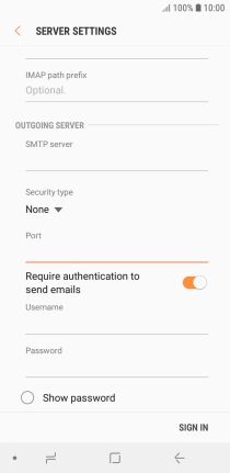 Press the indicator next to 'Require authentication to send emails' to turn on the function.