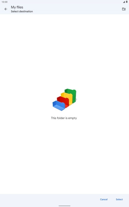 To create a new folder, press the new folder icon and follow the instructions on the screen to create a new folder.