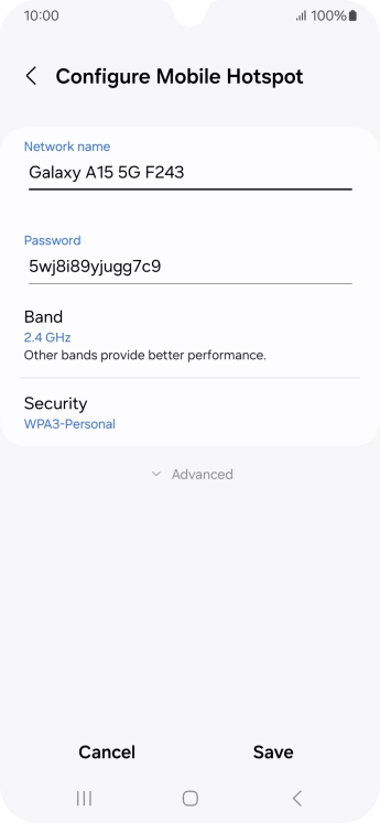 Press the field below 'Password' and key in the required password.