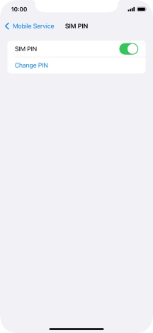 Press the indicator next to 'SIM PIN' to turn the function on or off.