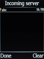 Highlight the field below 'Incoming server' and key in the name of your email provider's incoming server.
