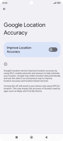 If you press the indicator next to 'Improve Location Accuracy' to turn on the function, your phone can find your exact position using the GPS satellites, the mobile network and nearby WiFi networks. Satellite-based GPS requires a clear view of the sky.