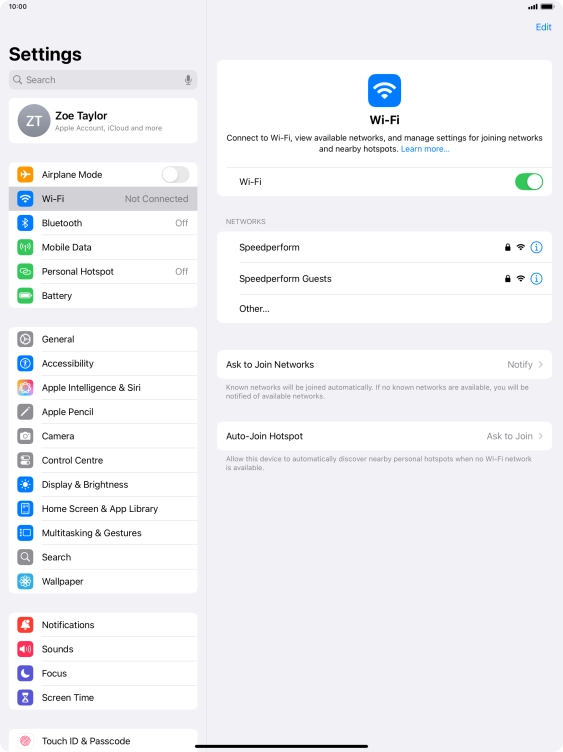 Press the required WiFi network and key in the password for the WiFi network.