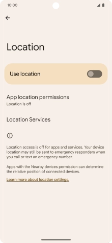 Press the indicator next to 'Use location' to turn the function on or off.