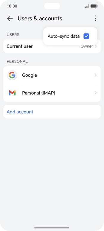 Press Auto-sync data to turn the function on or off.