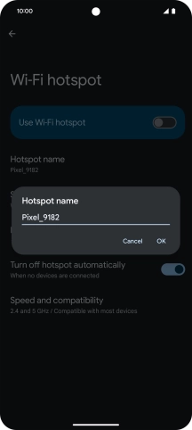 Key in the required WiFi hotspot name and press OK.
