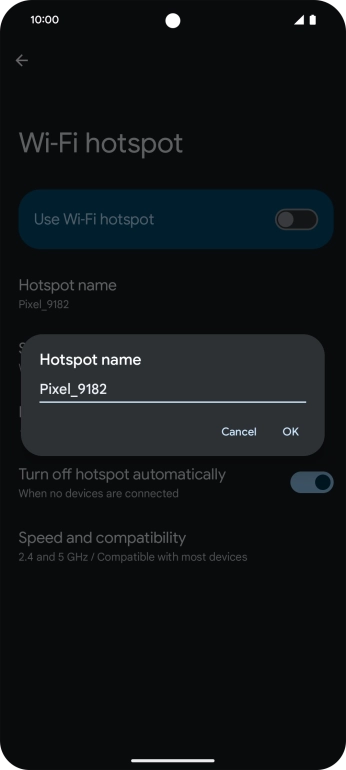Key in the required WiFi hotspot name and press OK.