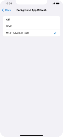 To turn off background refresh of apps, press Off.