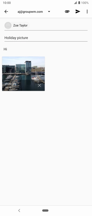 Press the send icon when you've finished your email.