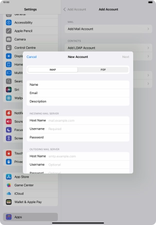 Press IMAP.