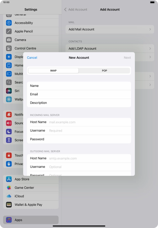 Press IMAP.