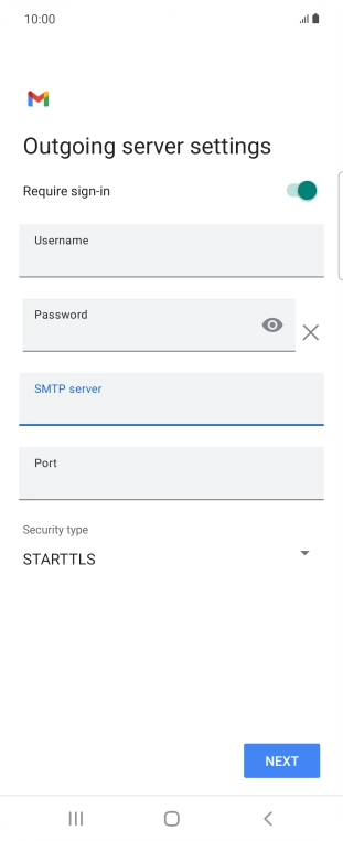 Press the field below 'Port' and key in 25.
