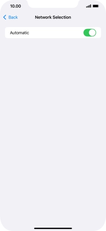 Press the indicator next to 'Automatic' to turn automatic network selection on or off.