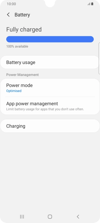 Press Power mode.