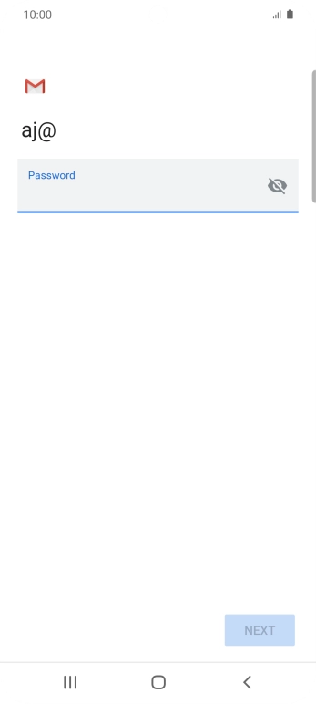 Press the field below 'Password' and key in the password for your email account. Press the field below 'Password' and key in the password for your email account.