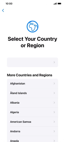 Press the required country or area.