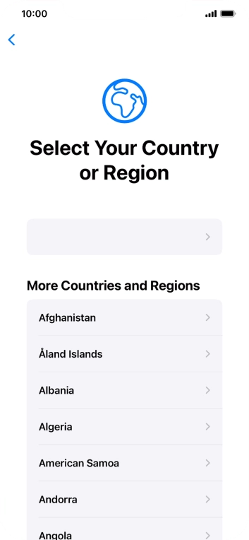 Press the required country or area.