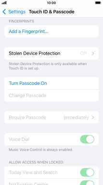 Press Turn Passcode On and key in a phone lock code of your own choice twice.