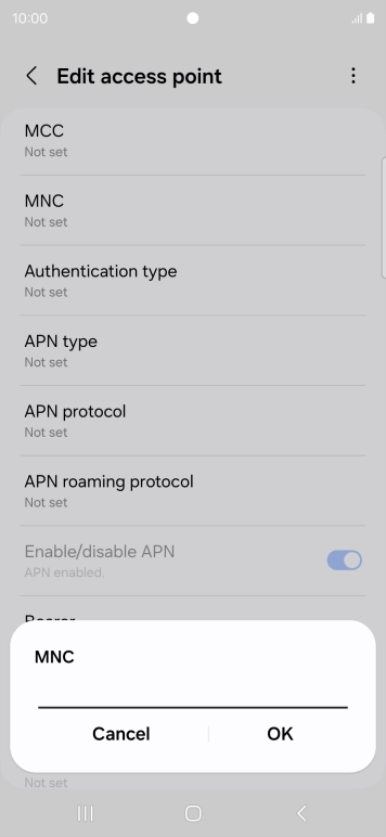 Key in 10 and press OK.