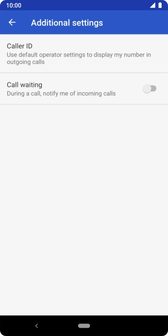 Press the indicator next to 'Call waiting' to turn the function on or off.