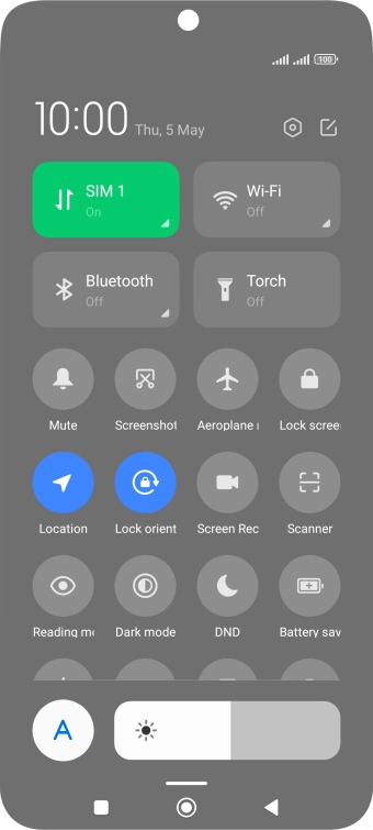 Press the flight mode icon to turn the function on or off.