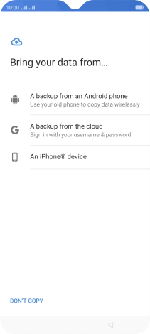 Press the required transfer method and follow the instructions on the screen to transfer the content from another phone.