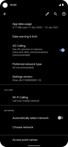 Press the indicator next to 'Automatically select network' to turn on the function.